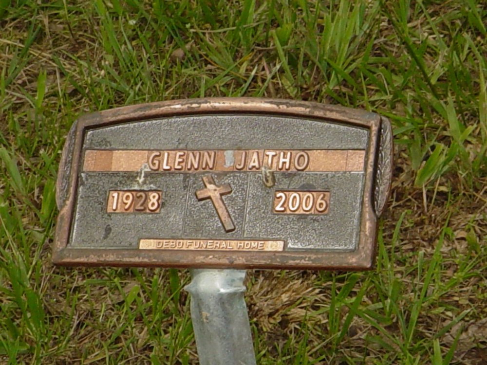  Glenn Albert Jatho Headstone Photo, White Cloud Presbyterian Church Cemetery, Callaway County genealogy