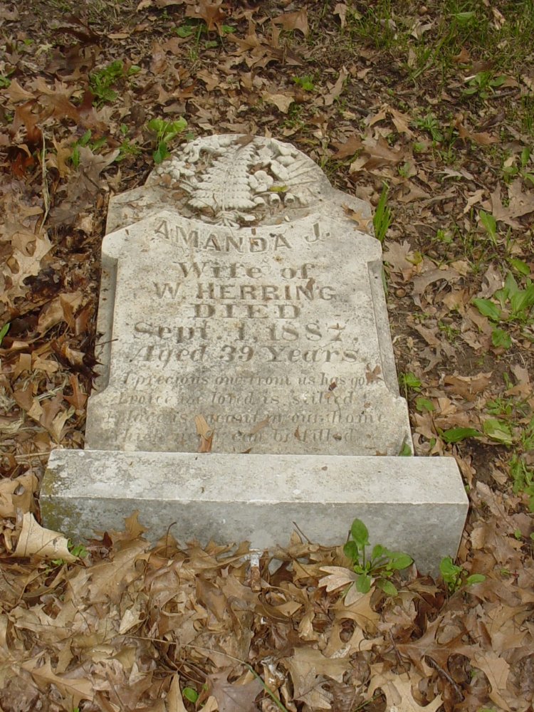  Amanda J. Herring Headstone Photo, White Cloud Presbyterian Church Cemetery, Callaway County genealogy