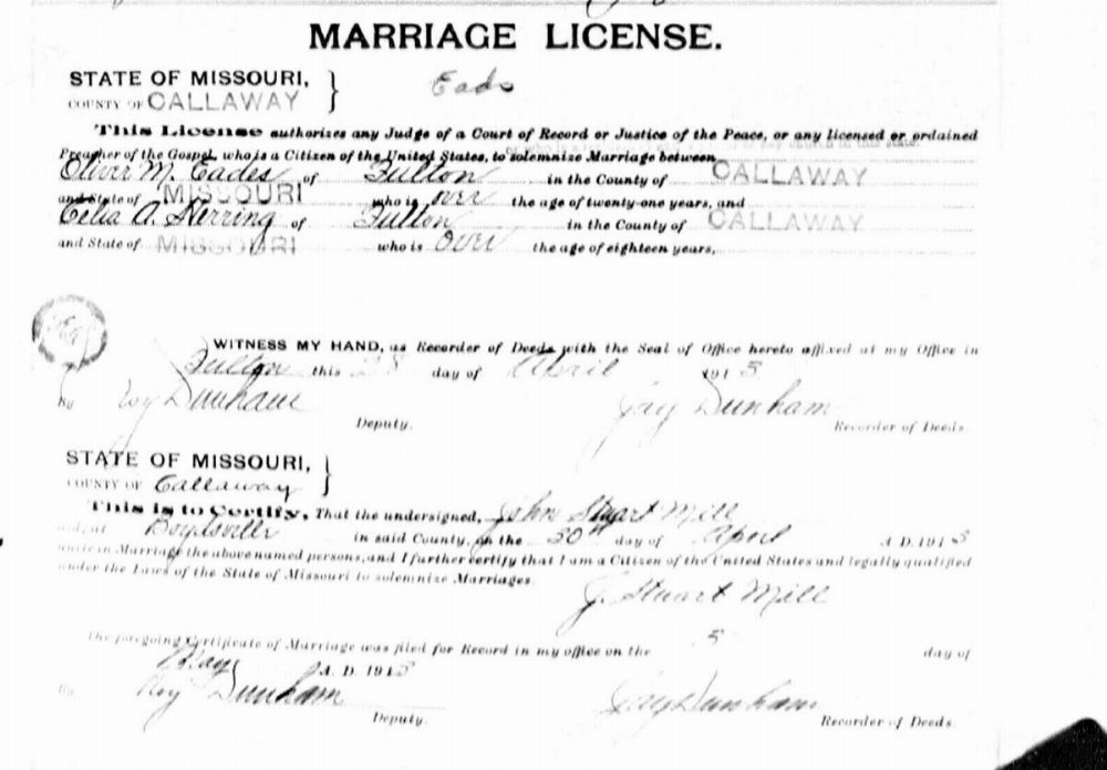 Marriage, Eads - Herring 1915
