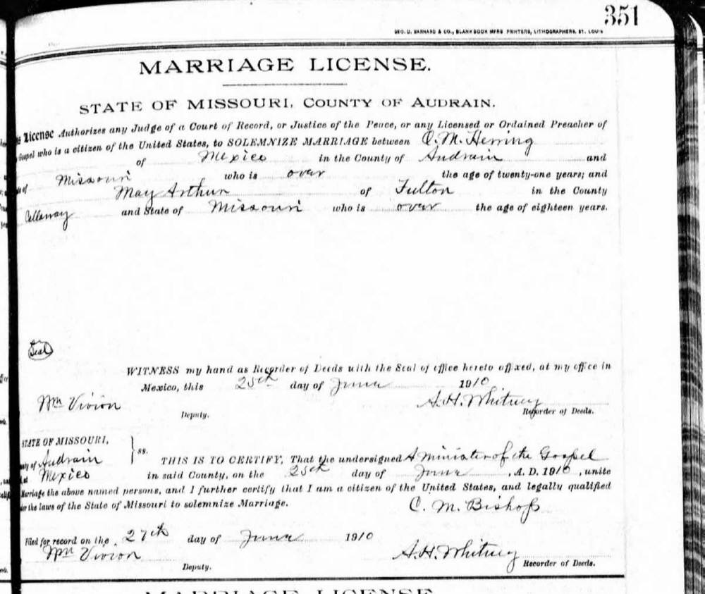 Marriage, Herring - Arthur 1910