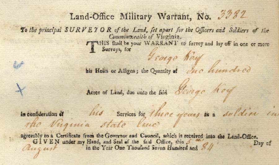 Land-Office Military Warrant, Key, George