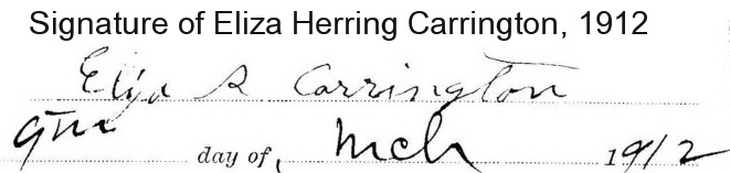 Signature of Eliza Herring Carrington